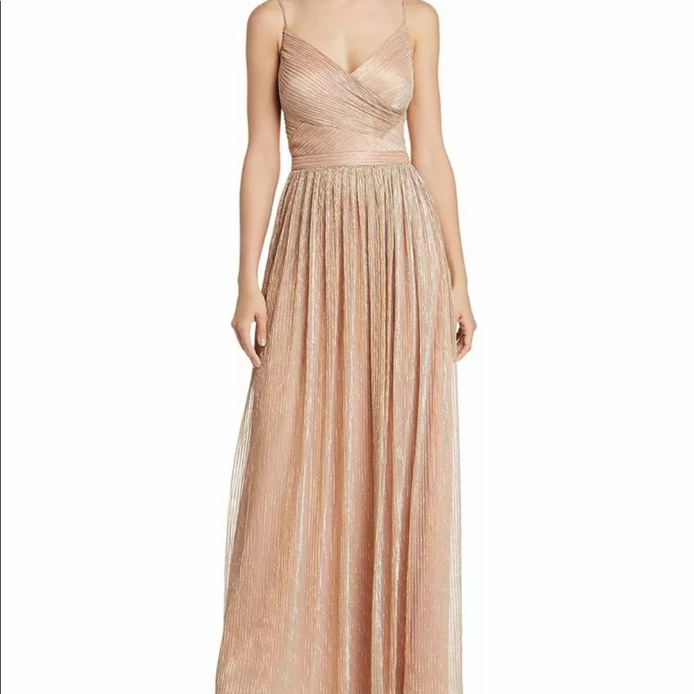 Laundry by Shelly Segal Metallic Rose Gold Gown